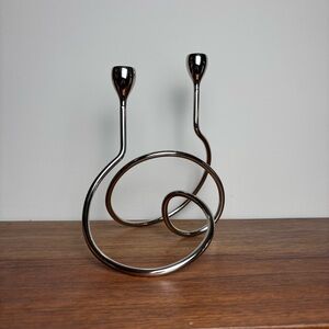 MCM Chrome Candelabra, 2 Tier, Loop, Vintage, Nickel, Dinnerware